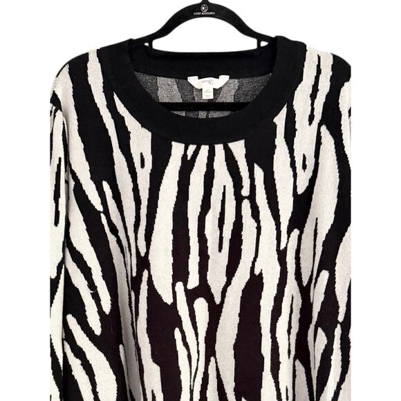 Terra & Sky 4x (28w-30w) Zebra Animal Print Sweater LS Classy - Picture 3 of 6